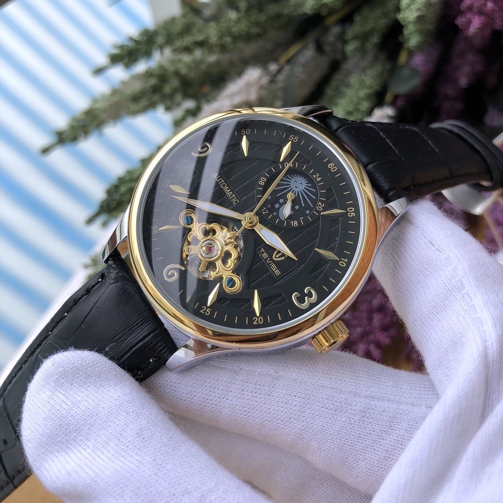 Đồng Hồ Nam Cơ Tự Động Automatic Chính Hãng TEVISE Dây Da Cao Cấp Đẹp Giá Rẻ Chống Nước Chống Xước | BigBuy360 - bigbuy360.vn