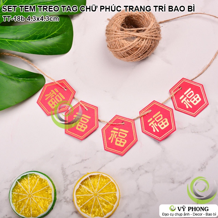 SET 10 TAG TREO TEM TREO TẾT CHỮ PHÚC NỀN ĐỎ CHỮ IN NHŨ VÀNG TRANG TRÍ BAO BÌ HỘP QUÀ TẶNG XUÂN NĂM MỚI TT-18