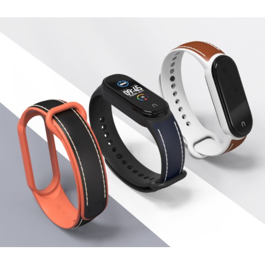 Dây đeo da thể thao kết hợp cao cho đồng hồ thông minh Xiaomi Mi band 5 / Miband 6 thời trang , lịch sự