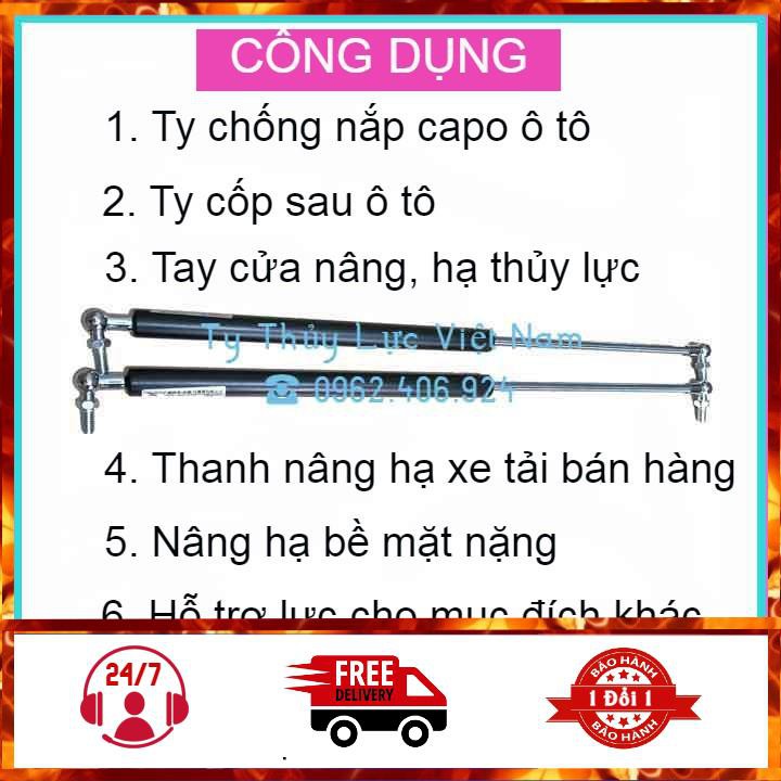 [450N-45cm] Bộ 2 Ty Ben Thủy Lực, Ty Cốp 450N Chịu Tải 45kg Dài 45cm