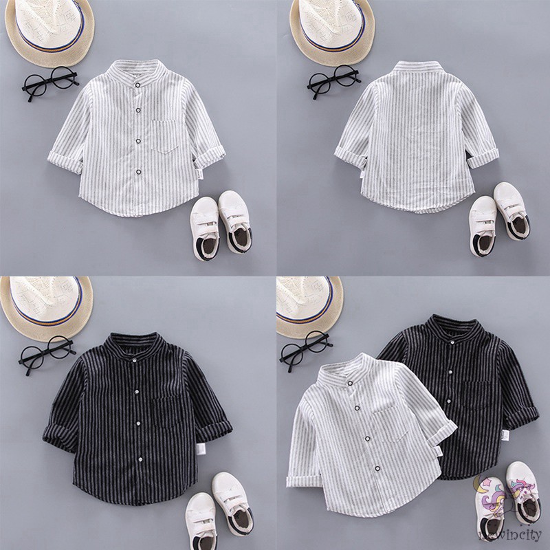 Áo Sơ Mi Kẻ Sọc Phong Cách Hàn Quốc Cho Bé Trai