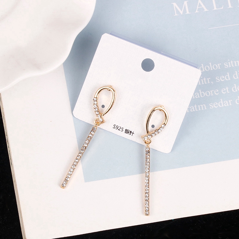 Bông Tai Bạc 925 Đính Đá Phong Cách Hàn Quốc Cho Nữ