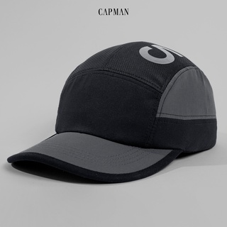 Mũ lưỡi trai 5panel chính hãng CAPMAN dáng thể thao ôm đầu CM88 màu đen xám