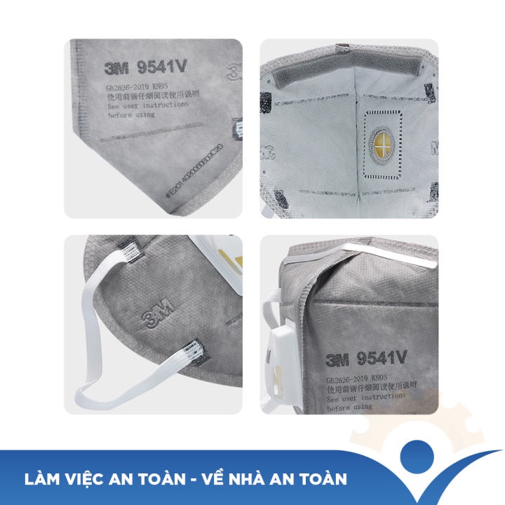 Khẩu trang phòng độc 3M 9541 lọc bụi mịn, kháng khuẩn, hơi hữu cơ, mùi khó chịu Khẩu trang than hoạt tính 3M - THINKSAFE