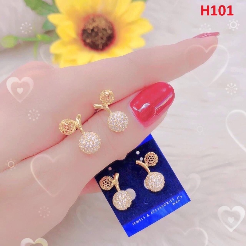 bông tai quả cherry mạ vàng
