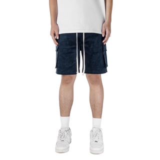 Quần short nam cargo streetwear cao cấp FNOS SCR3 màu xanh túi hộp form rộng chất nhung dày mịn