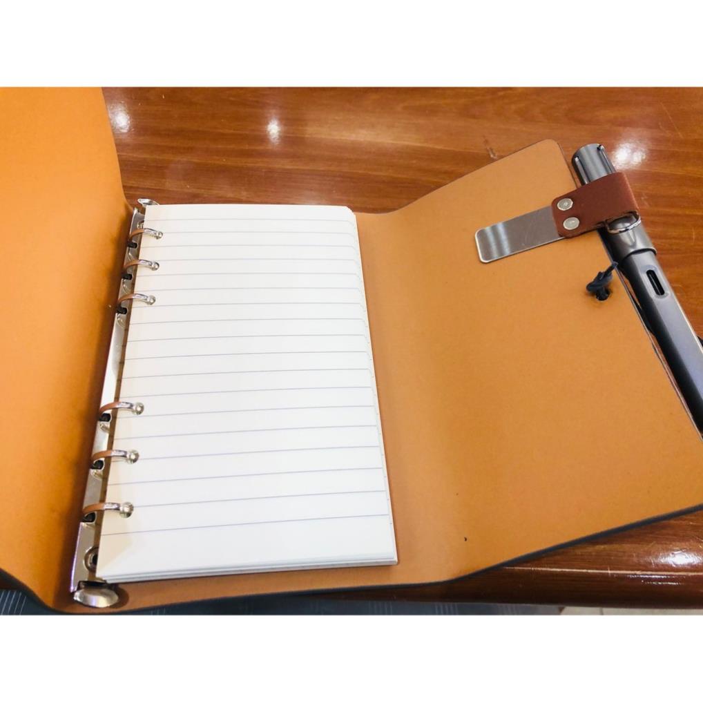 Sổ tay bìa da PU KOGANO sổ ghi chép, nhật ký, lưu bút gáy còng size A6 phong cách vintage đồng hồ SN-001307