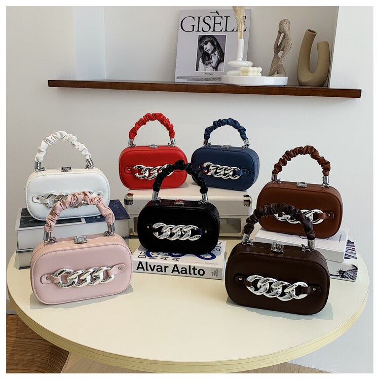 Túi xách đeo chéo vai JASMIN NOIR hình hộp vuông phối dây xích chất lượng cao thời trang độc chất lượng cao đáo cho nữ