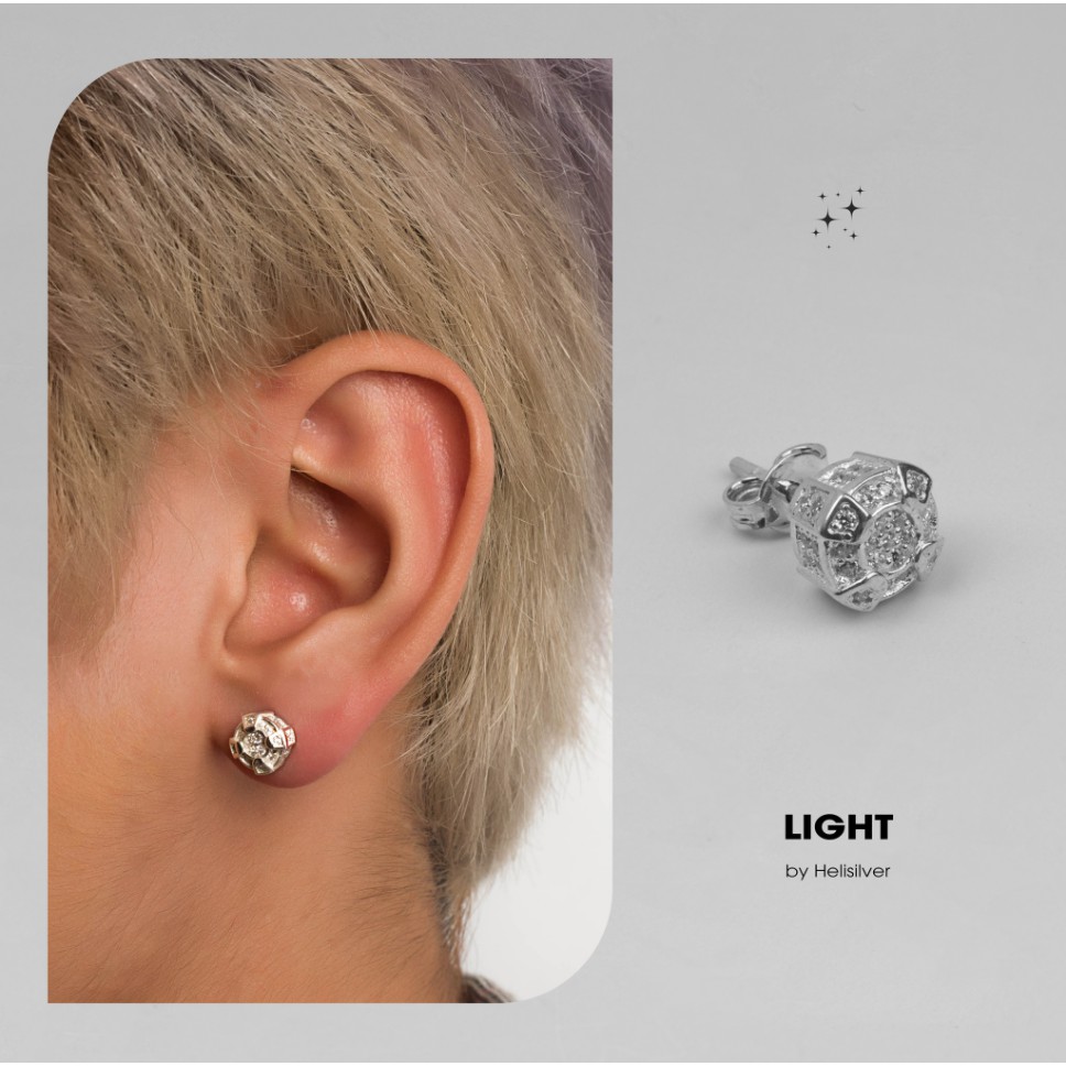Khuyên tai bạc nam, nữ HeliSilver Light S925