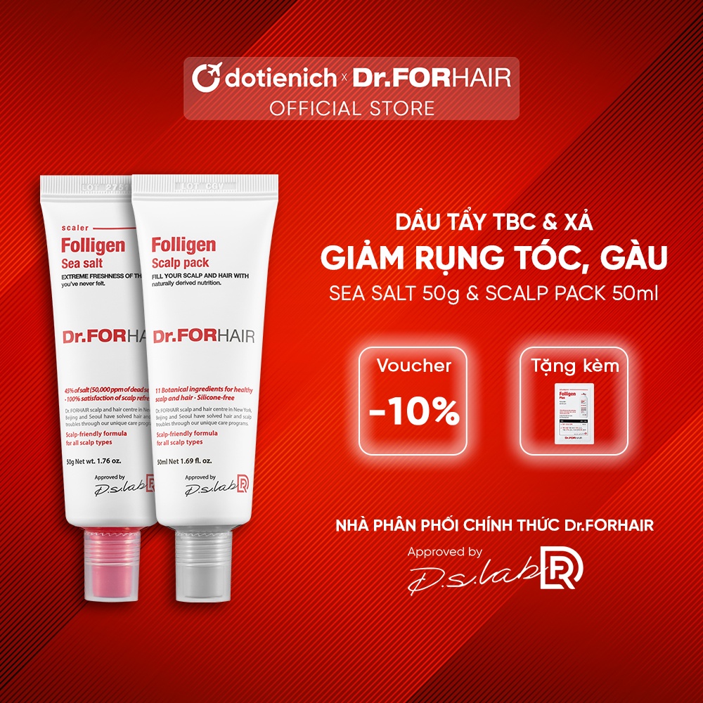 Bộ dầu xả dưỡng tóc, tẩy tế bào chết da đầu Dr.FORHAIR/Dr For Hair sạch gàu Scalp Pack/Sea Salt Scaler