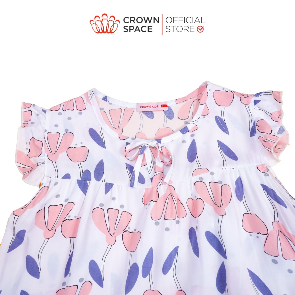 Bộ Mặc Nhà Bé Gái Hoa Tím Chính Hãng Crown Kid CKGS2911206.P Size 4 - 8