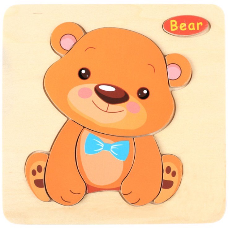 (Set 3 Tranh) Bảng Xếp Hình Gỗ Nổi 3D Cho Bé Vừa Xếp Hình Vừa Học Tiếng Anh