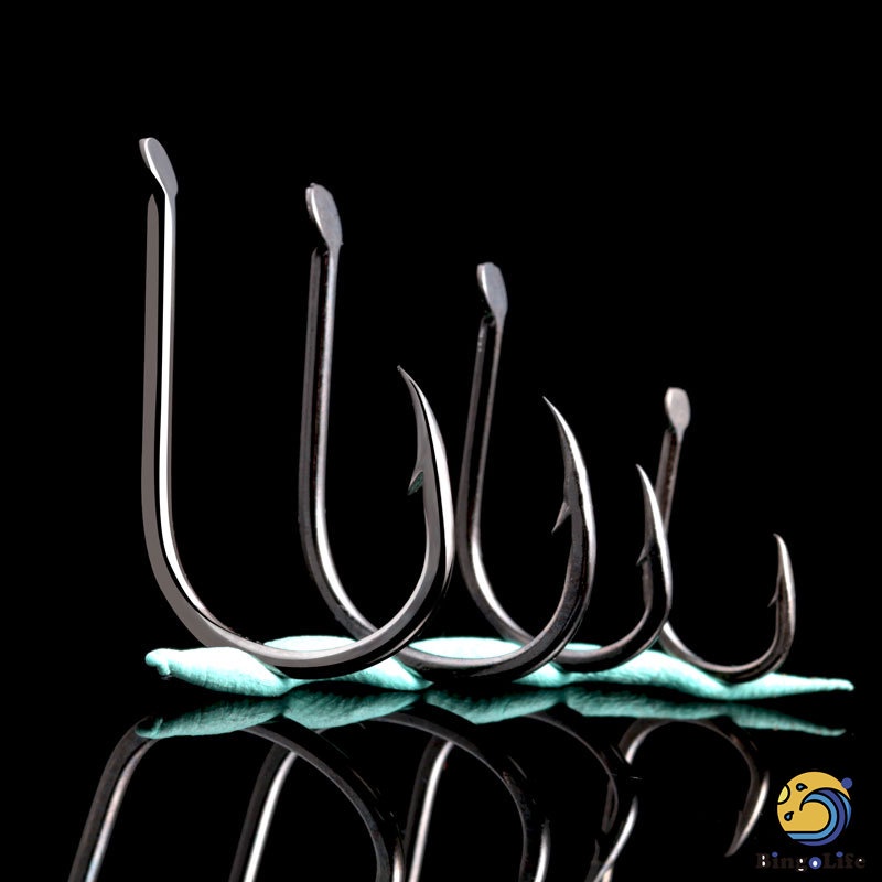 Bingolife 50PCS Iseni Fishing Hook Universal Hook Thép Carbon Cao Chống Ăn Mòn Móc Cong Xử Lý Móc Câu Tôm Móc Biển
