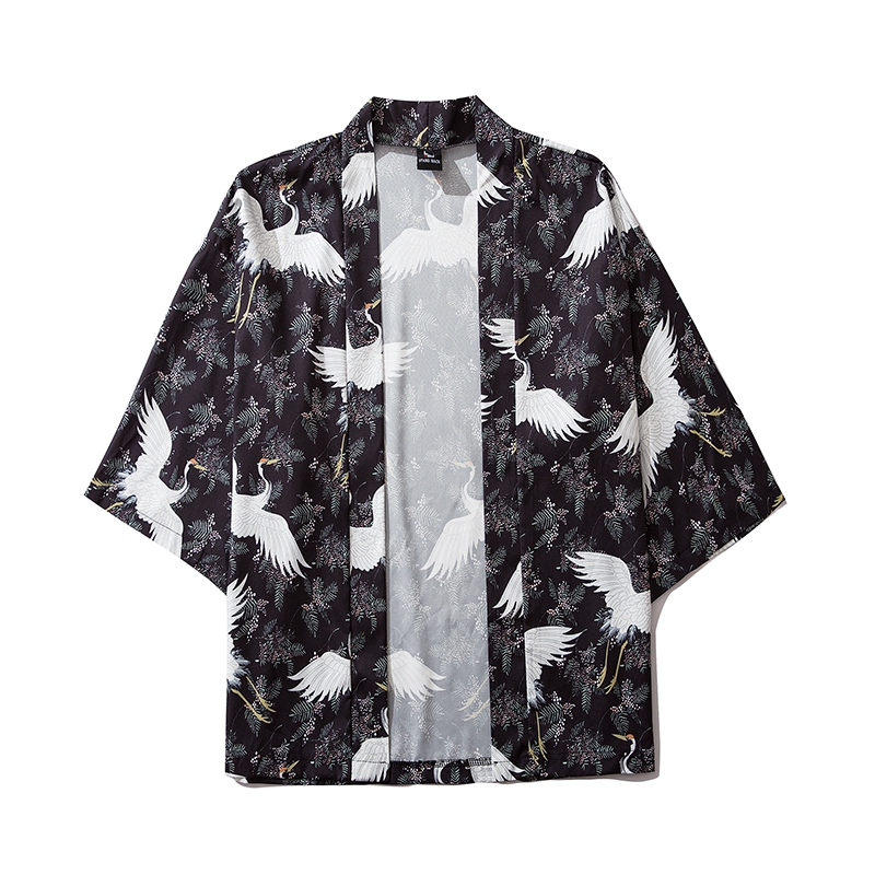 2020 Ins Fashion Swan Kimono Outer Blouse for Women Men Loose Harajuku Beach Japanese Unisex Clothes | BigBuy360 - bigbuy360.vn