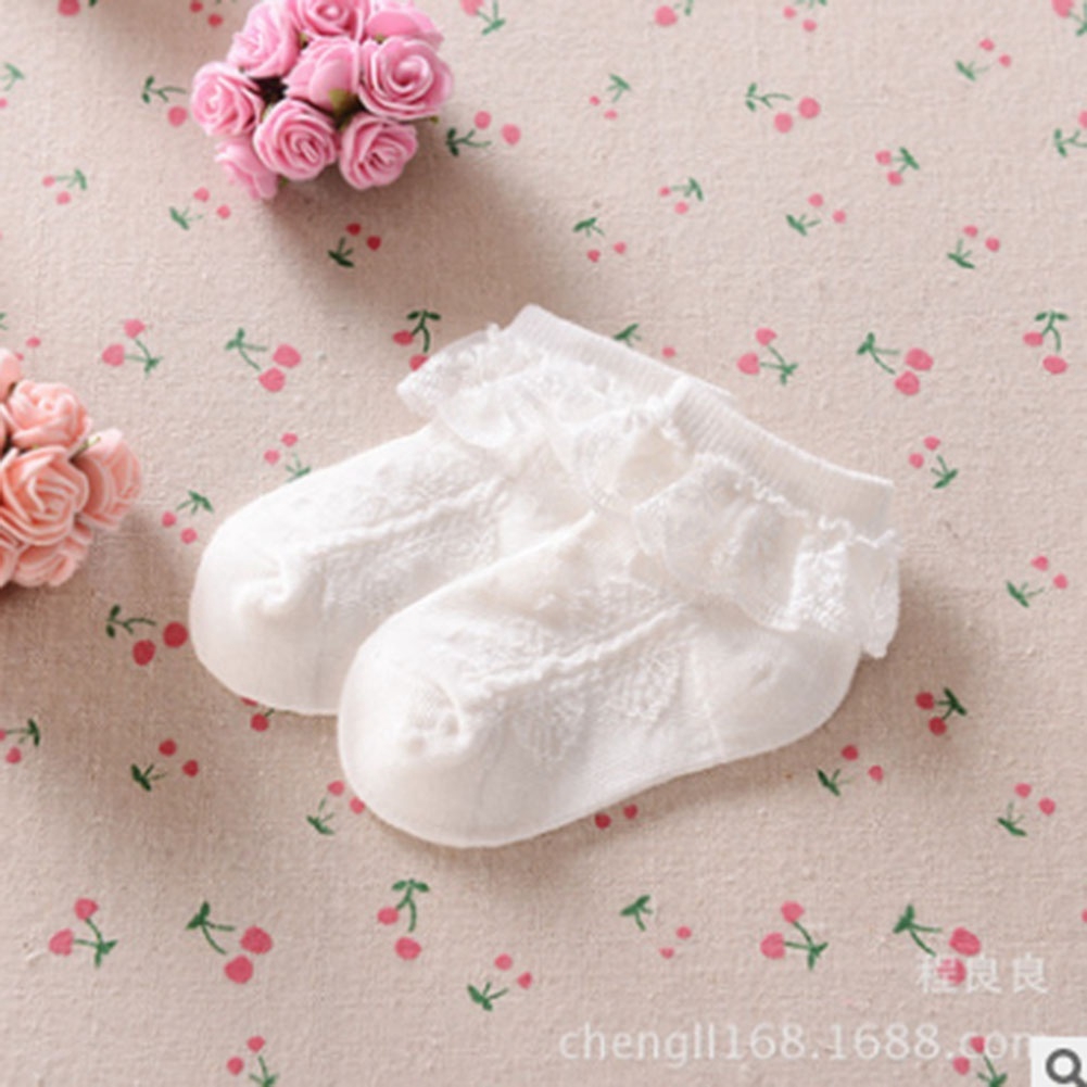 Vớ cotton phối ren đính nơ dễ thương dành cho bé gái