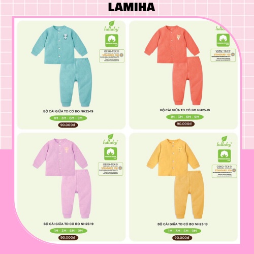 Bộ quần áo sơ sinh thu đông dài tay cho bé trai bé gái Lullaby Nhật Hoa Lamiha sale sốc size 0-3M NH25-19