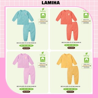 Bộ quần áo sơ sinh thu đông dài tay cho bé trai bé gái Lullaby Nhật Hoa Lamiha sale sốc size 0-3M NH25-19