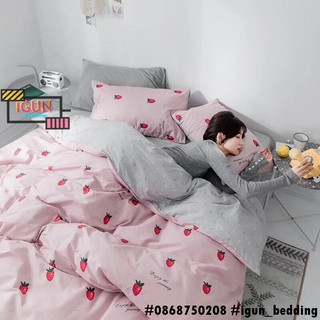 set DÂU TÂY NHẬT QUẢ NHỎ bộ Chăn Ga Gối 4 món COTTON ORGANIC 100% nhập khẩu HÀN QUỐC