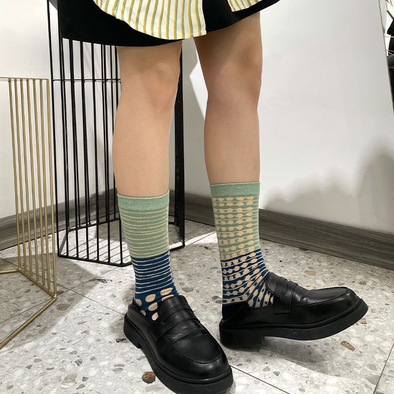 Vớ cotton nữ WAFNHA D128 cổ cao phong cách cổ điển