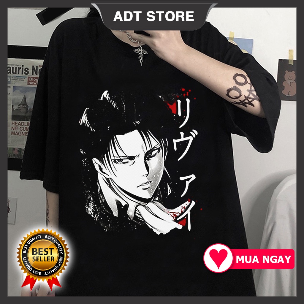 Áo thun Unisex  in hình anime Attack on Titan Tian -Levi - Eren - Mikasa manga độc đẹp siêu HOT giá rẻ