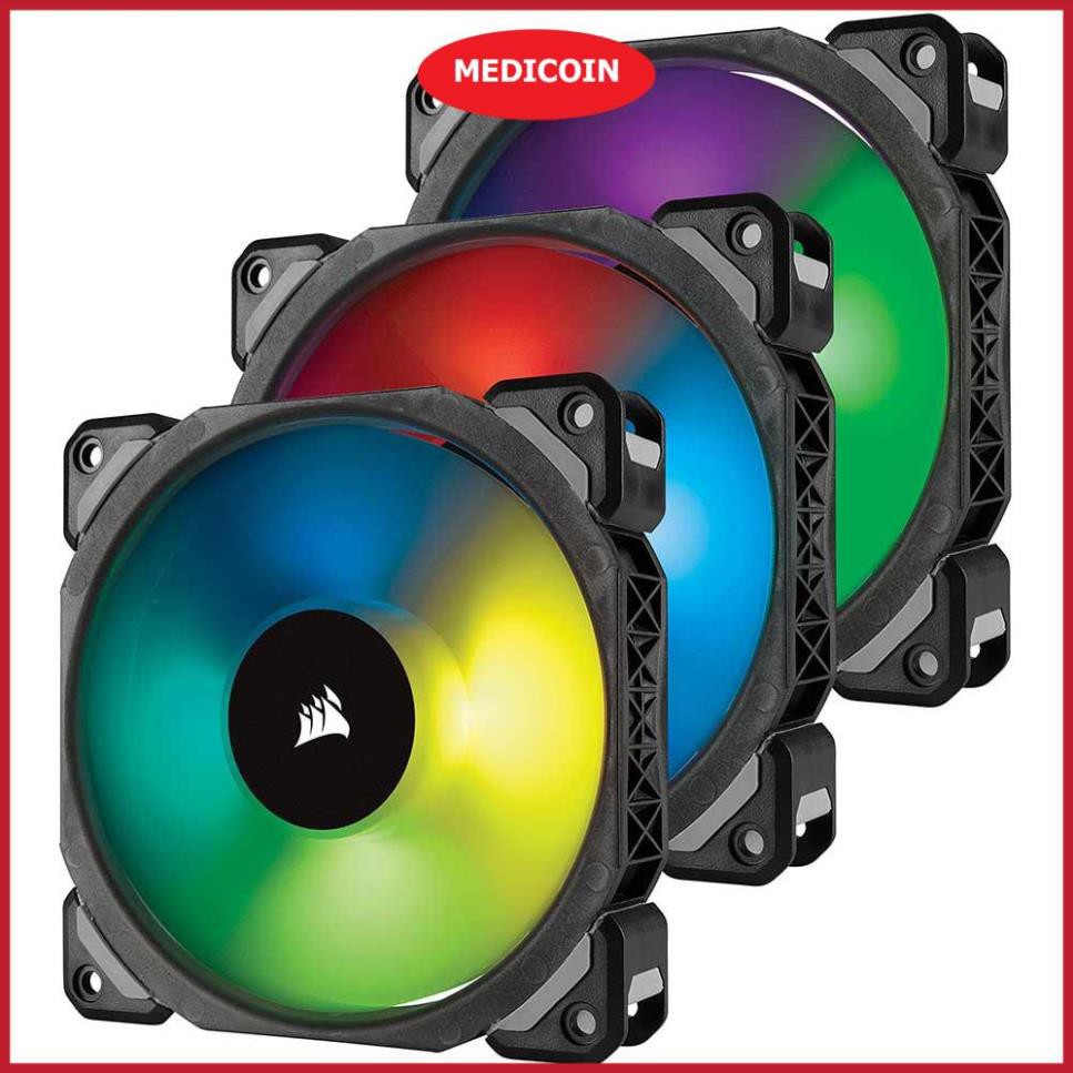[ MediCoin ] - Bộ Quạt Máy Tính Fan CORSAIR ML120 Pro RGB ( 3 cái ) + Lighting Node Pro - BH 5 năm