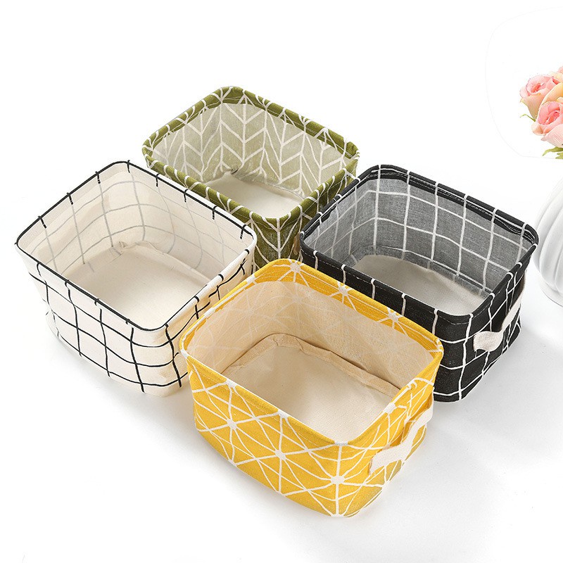 Giỏ Vải Vuông Đựng Đồ Để Bàn, Giỏ Đựng Đồ Mini Để Bàn, Giỏ Vải