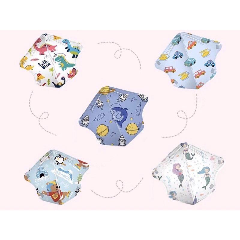 Set 10 Khẩu trang KN 95 nhiều màu cute cho bé từ 4-10 tuổi