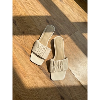 OLV - Dép Ruched Mules in White