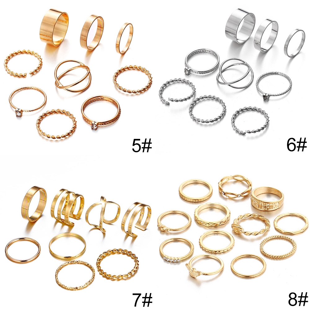 Bộ nhẫn 17KM màu bạc/vàng kiểu cổ điển thời trang