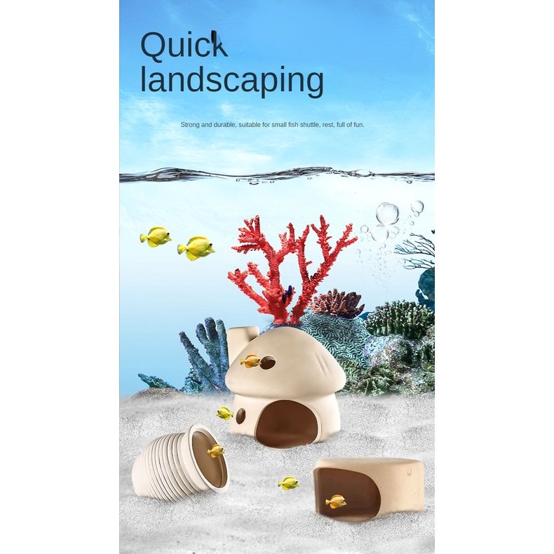 Ngôi Nhà Nấm Trang Trí Bể Cá Sáng Tạo