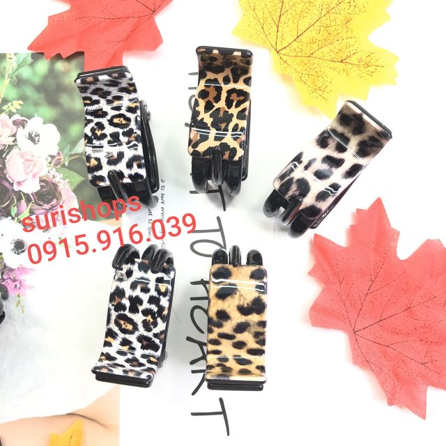 Kẹp tóc 3 chấu họa tiết, Kẹp Càng Cua 3 Răng Họa Tiết Đốm