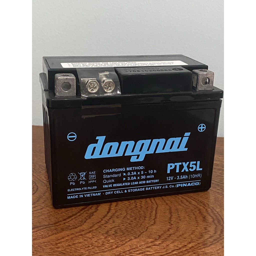 Bình ắc quy 12V Đồng Nai PTX5L, 12V - 3.5Ah phù hợp cho nhiều dòng xe như: Wave alpha, RS, RSX,....