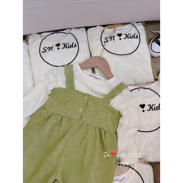 [SET BÉ GÁI] Bộ yếm cốm áo tay nhún xinh yêu cho bé gái (10-29kg)