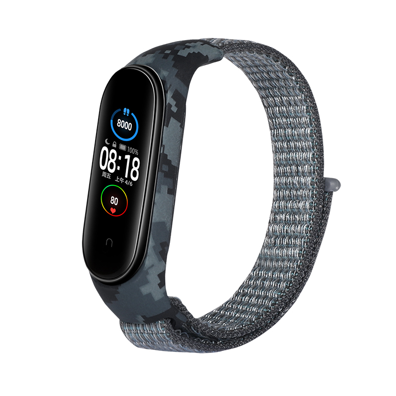 Dây Đeo Thay Thế Chất Liệu Nylon Hoạ Tiết Rằn Ri Cho Xiaomi Mi Band 5 Miband 6 5 4 3