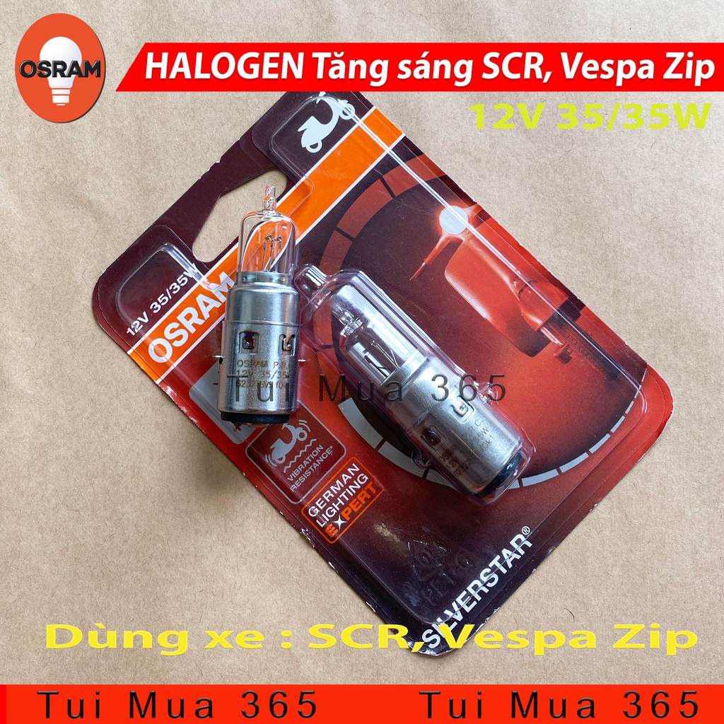 Bóng đèn tăng sáng HALOGEN OSRAM SCR, Vespa Zip - 100% Hàng chính hãng