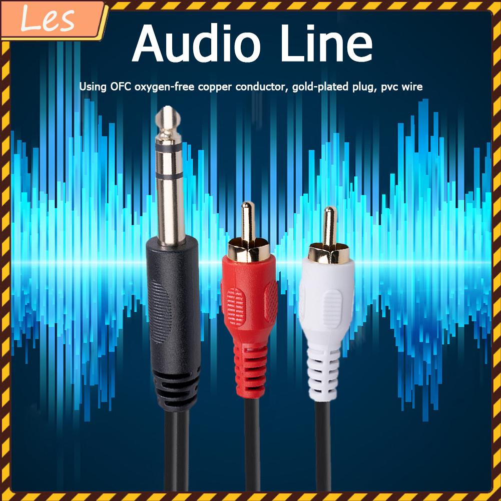 Dây cáp âm thanh chuyển đổi từ 2 RCA sang 1/4 inch 6.35mm TRS dài 1.5m/4.9ft