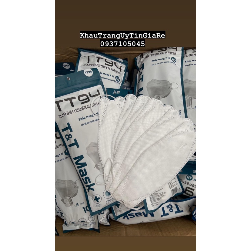 TÚI ZIP 10 CHIẾC KHẨU TRANG 4 LỚP KF94 T&amp;T MASK KHÁNG KHUẨN LỌC BỤI