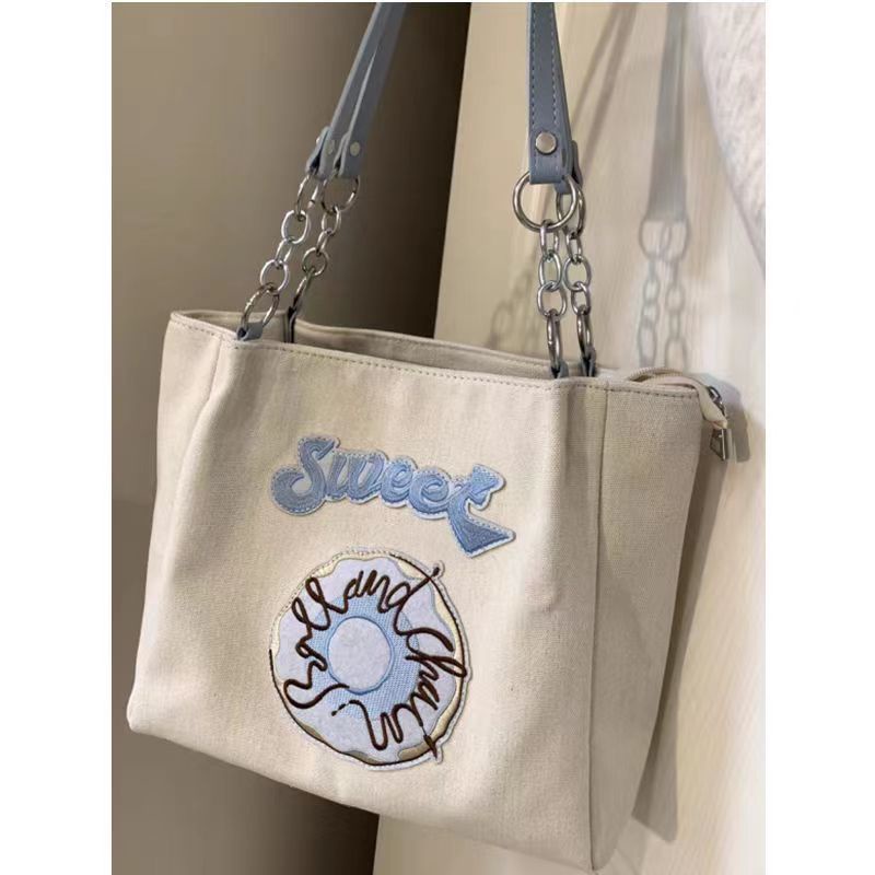 Túi xách Công suất lớn Túi đeo vai In thêu Hàn Quốc Túi vải 31 X 27 X 12CM