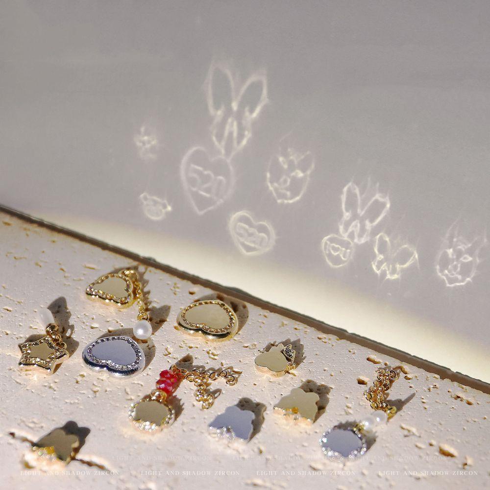 OCEANMAP Gương Chiếu Hình Gấu / Hổ Tự Dính Trang Trí Móng Tay Thời Trang DIY