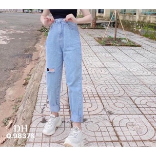Quần baggy bò một rách gối to - DH