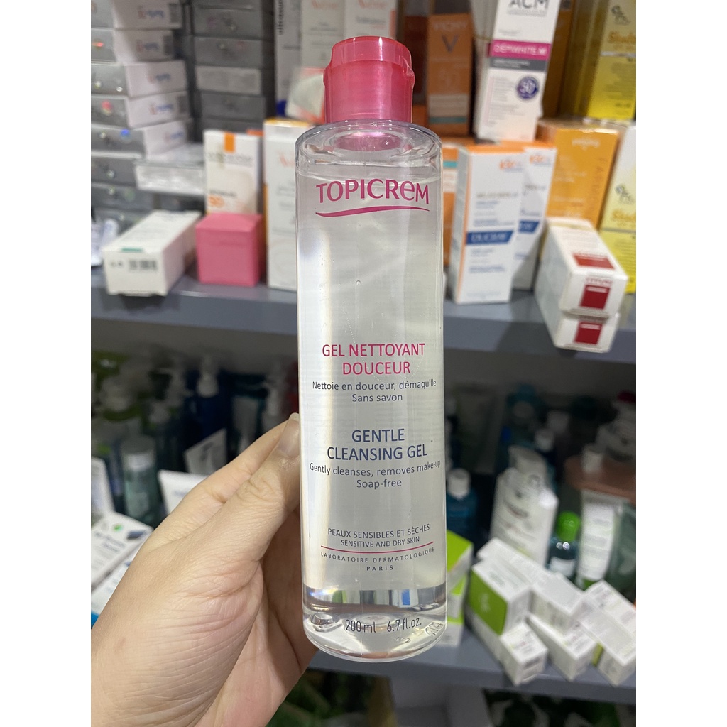Sữa rửa mặt , tẩy trang cho da khô nhạy cảm TOPICREM Gentle Cleansing Gel Topicrem (200ml)