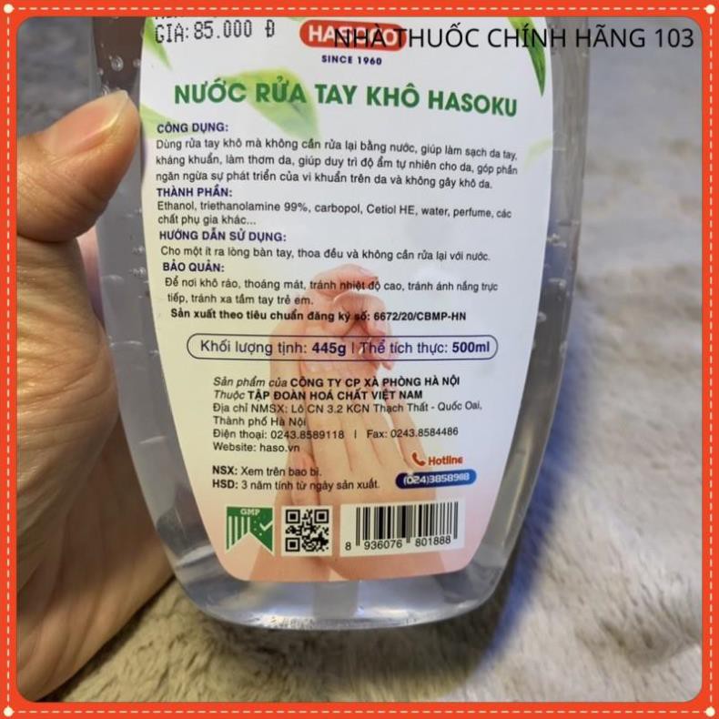 Nước Rửa Tay Khô Dung Dịch Sát Khuẩn Nhanh Hasoco Dạng Gel Có Vòi Nhấn 500ml