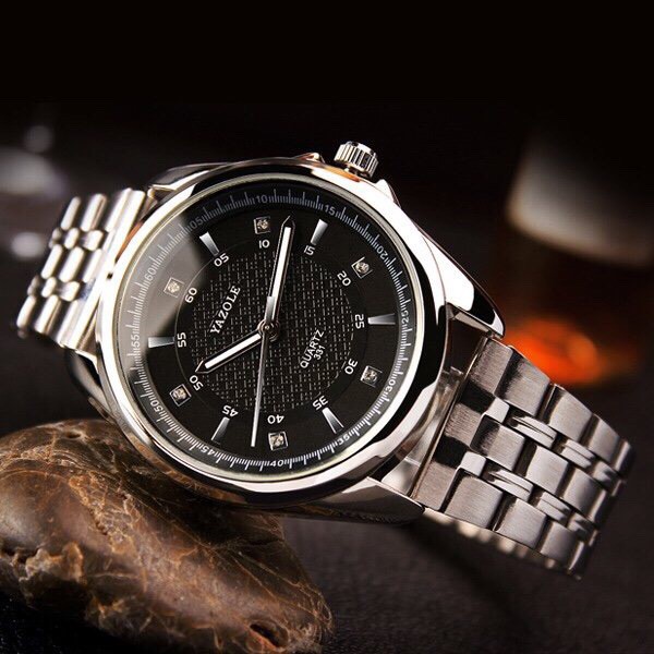 Đồng hồ nam YAZOLE 331 dây kim loại chính hãng cao cấp Fullbox chống nước tốt AH476