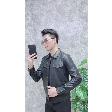 Áo khoác da vân LV siêu cấp, áo khoác da lv dành cho nam