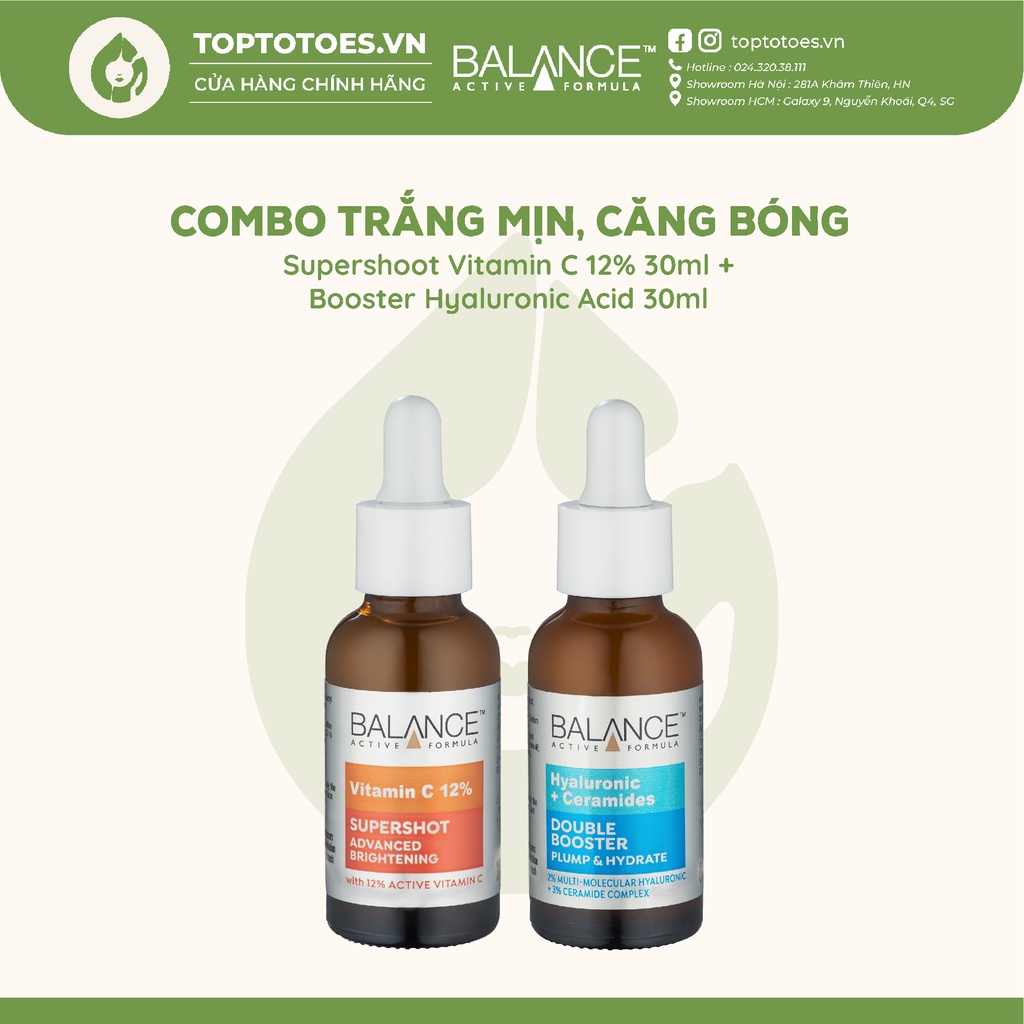 Serum dưỡng trắng, mờ thâm Balance Vitamin C 12% Supershot 30ml