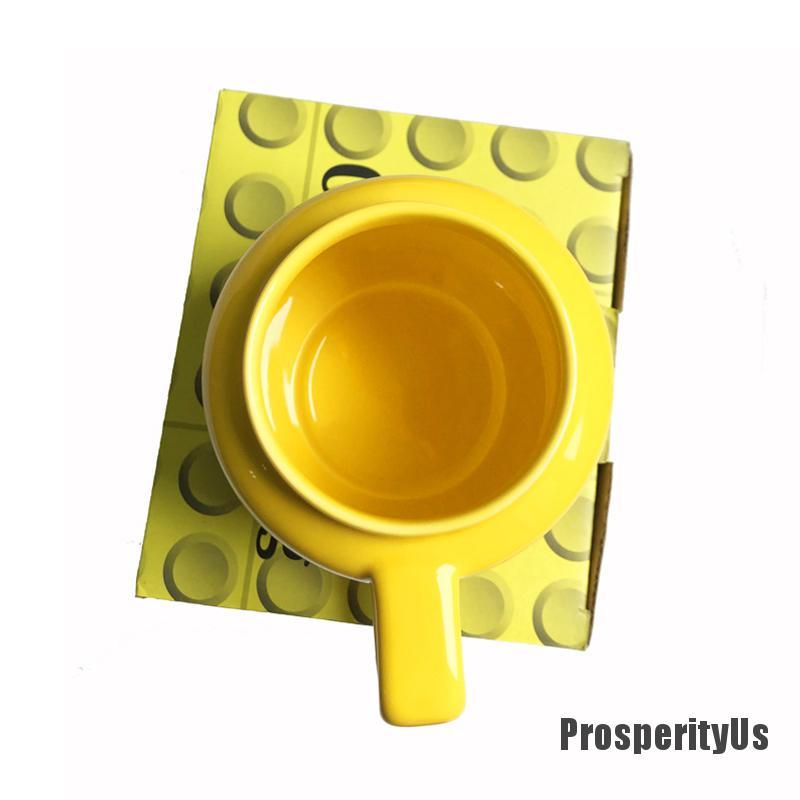 [ProsperityUs] 250ml Yellow Ceramic Mug Smile Expression Cartoon Coffee Milk Tea Cup