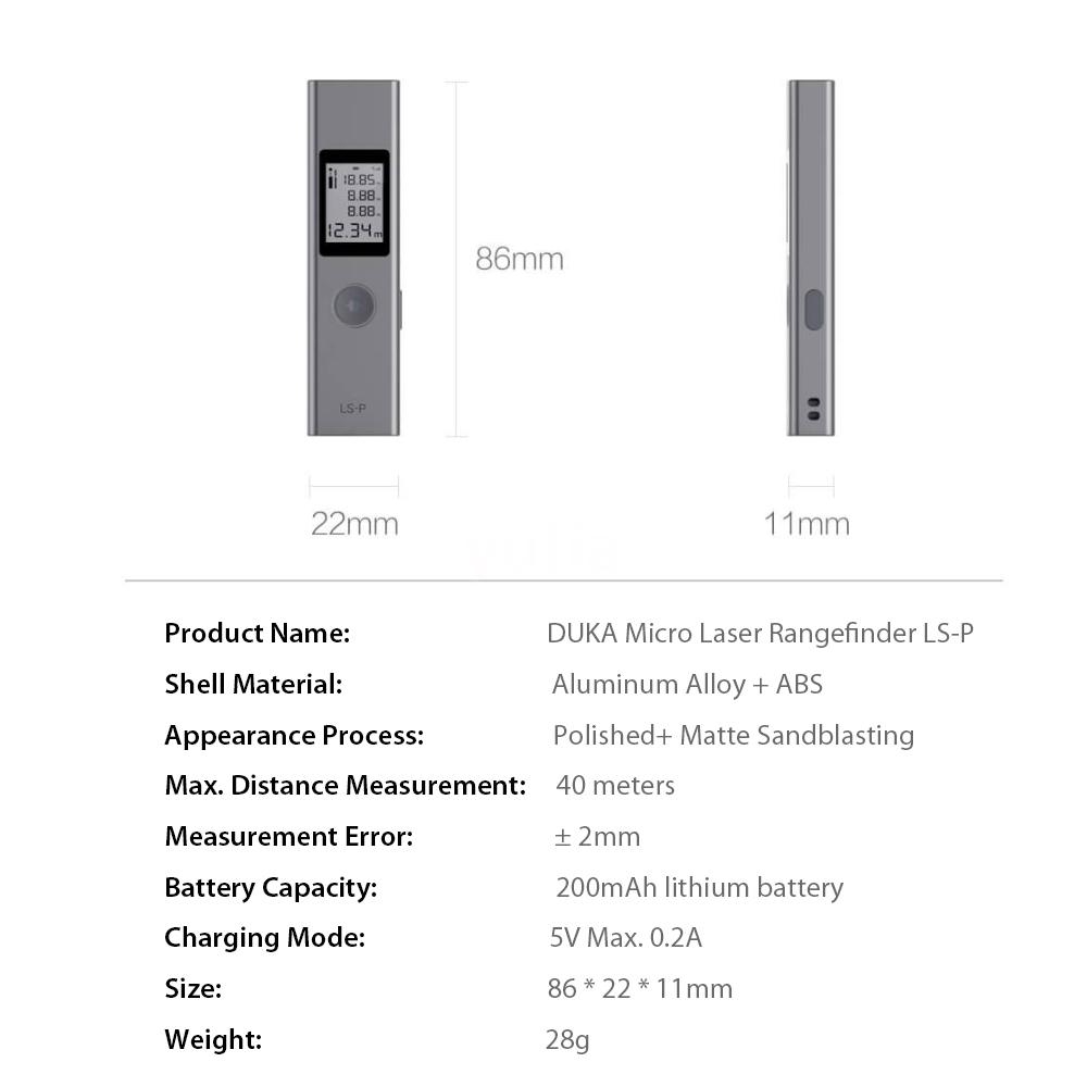 Thiết Bị Dò Tìm Khoảng Cách Nhanh Cầm Tay Xiaomi DUKA Laser LS-P Với Độ Chính Xác Cao 40M