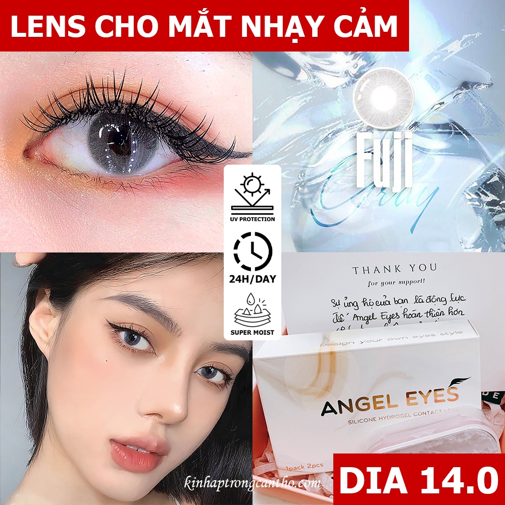Lens xám tây Fuji - Kính áp tròng xám không giãn Gdia 12.8 Cận 0-8 - Silicone đeo 24h/ngày