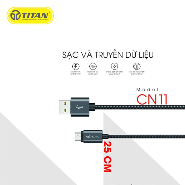 Cáp Ngắn 25cm Dây Dù Chân Micro TITAN  CN11 - Bảo hành 12 tháng 1 đổi 1