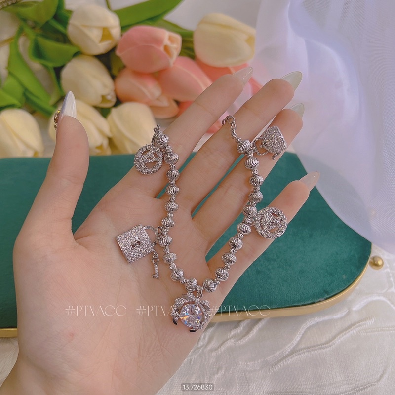 Lắc tay bi phối charm, lắc bi charm thương hiệu đính đá cao cấp .PTNACC.